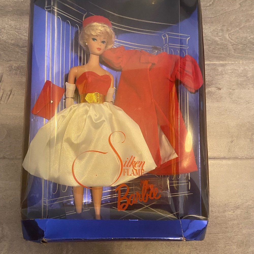 Vintage Silken Flame Barbie Doll with Red and White Dress collector edition